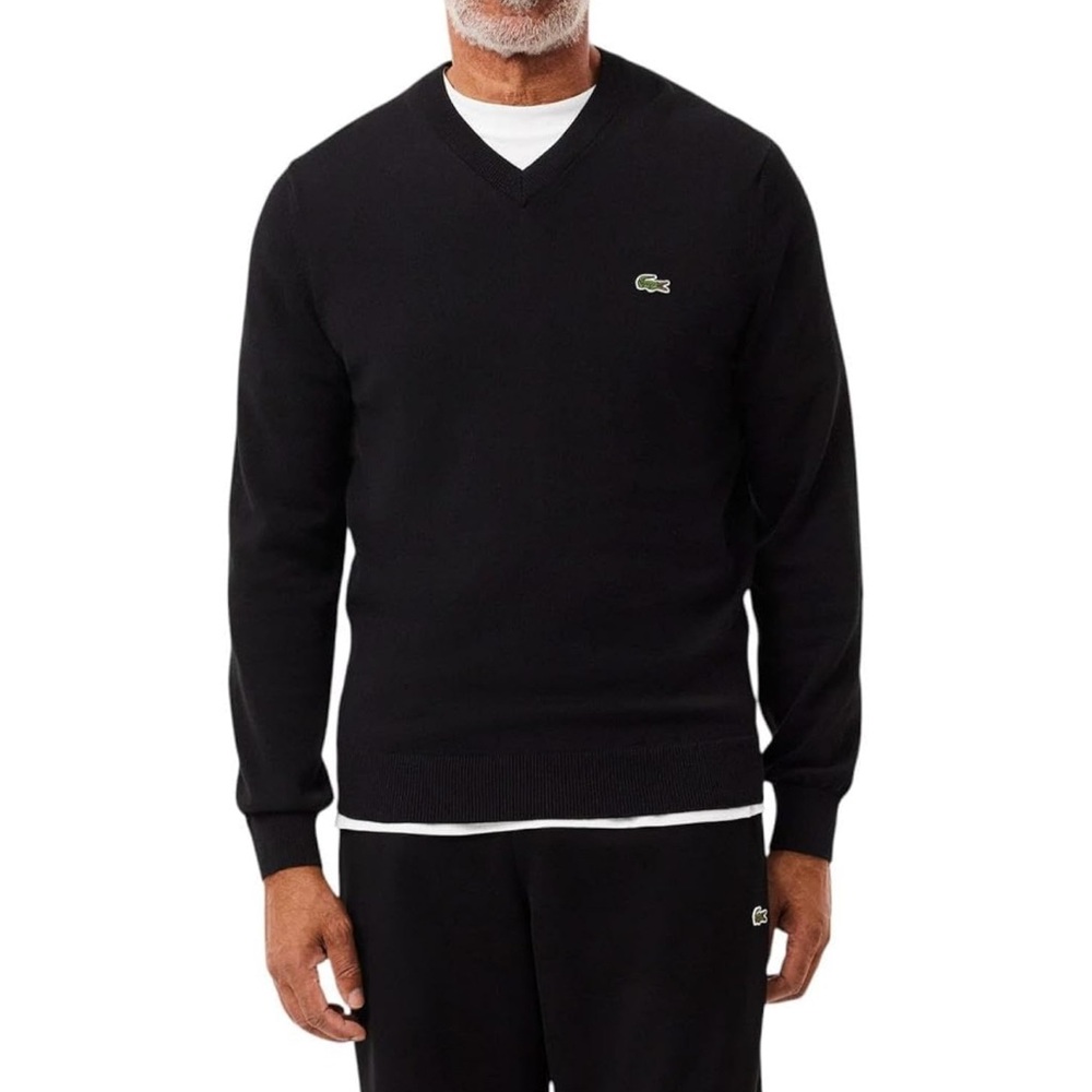 Lacoste Black V-Neck Sweater